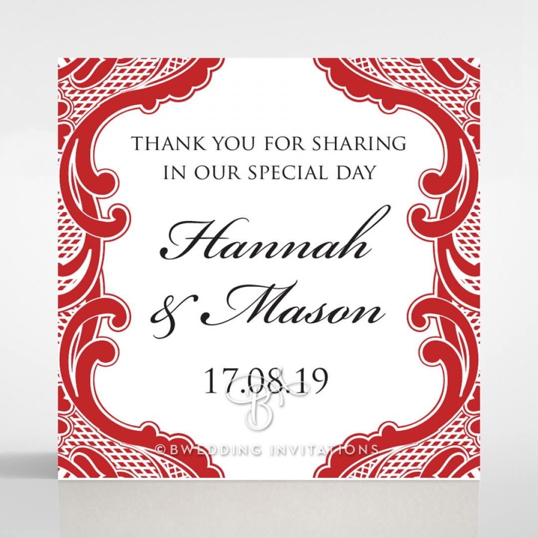 Red Lace Drop wedding stationery gift tag item