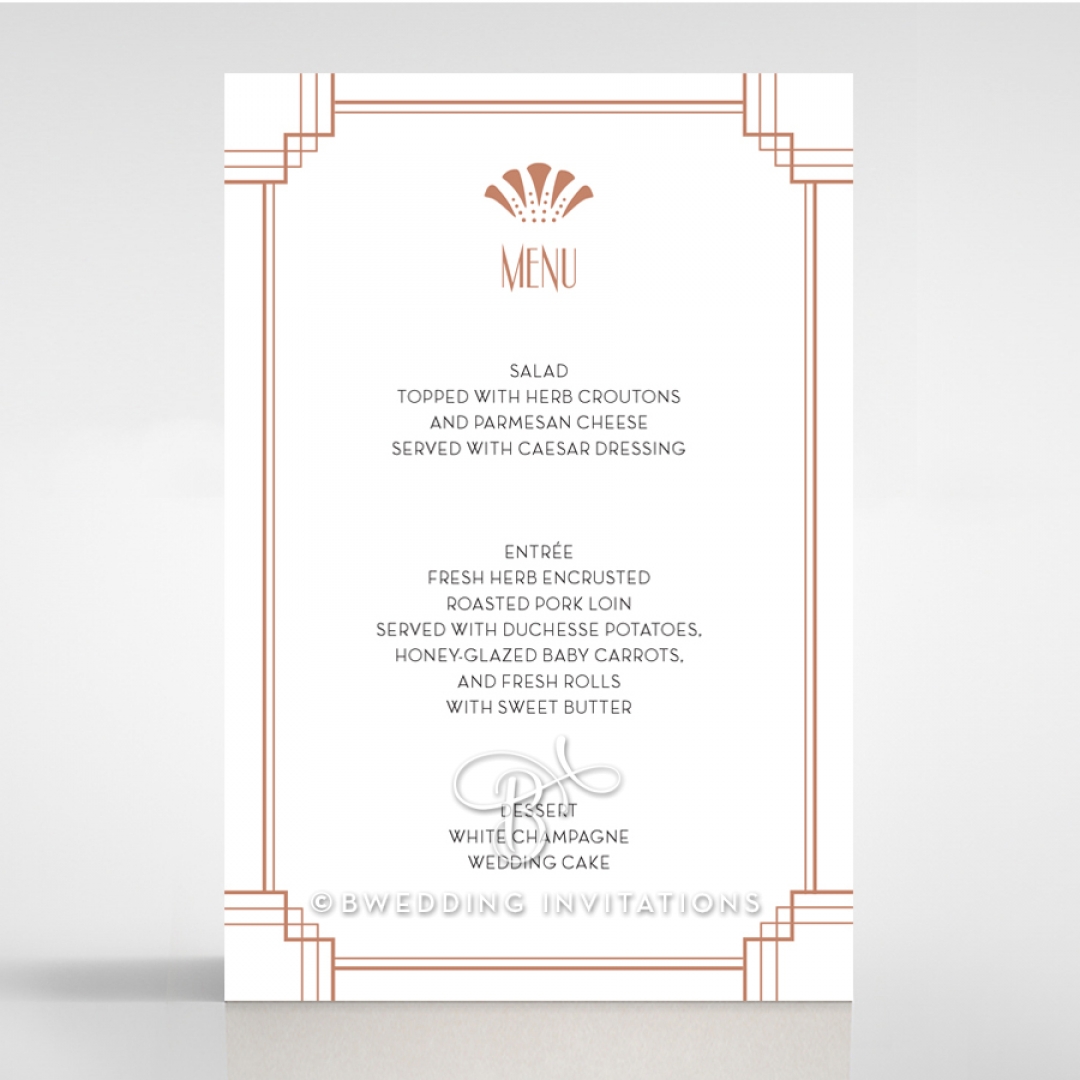 Art Deco Allure wedding reception menu card design