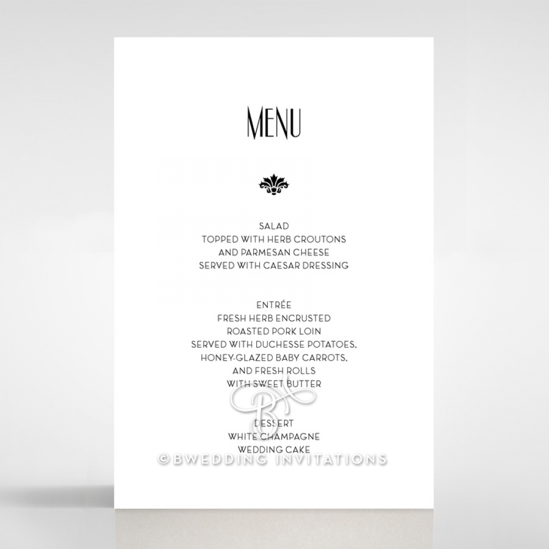 Art Deco Romance table menu card stationery design