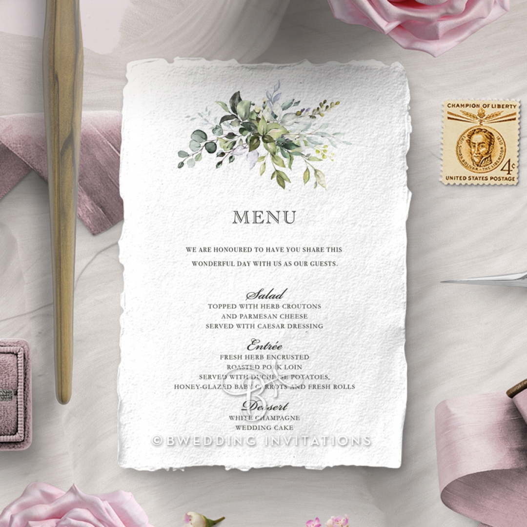 Beautiful Devotion wedding menu card