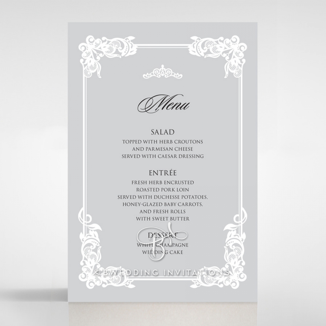 Black Divine Damask wedding venue menu card design