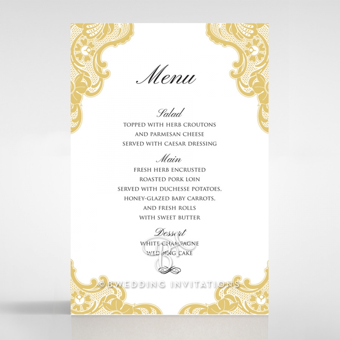 Black Lace Drop table menu card