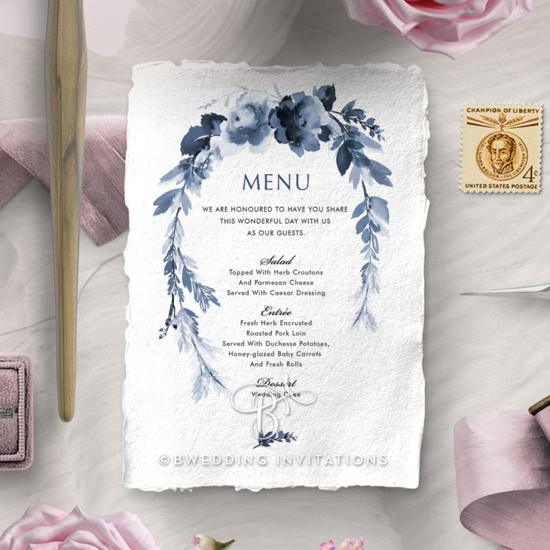 Blissful Union reception menu card