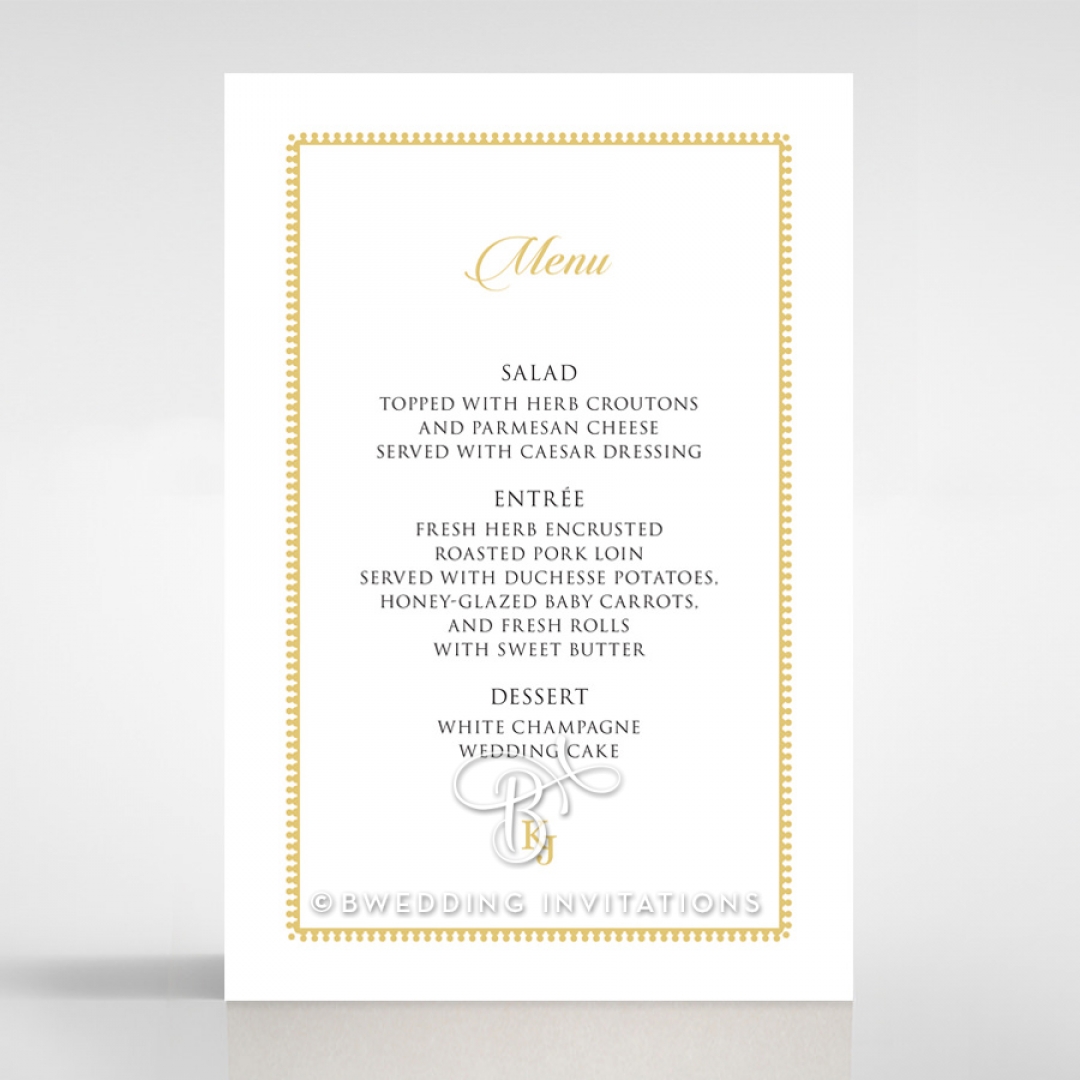 Blooming Charm wedding reception menu card stationery