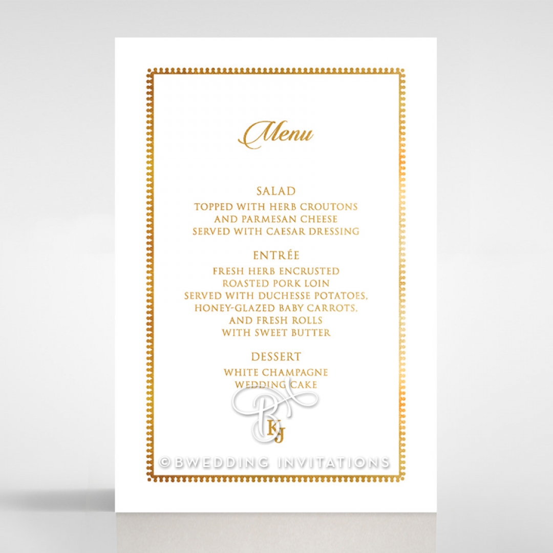 Blooming Charm with Foil wedding reception menu card design