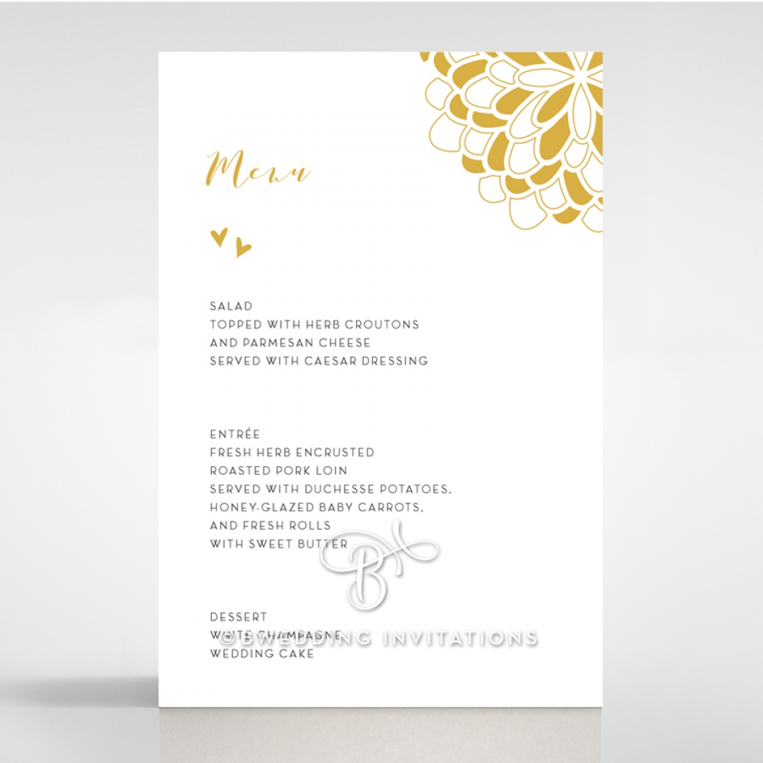 Bohemia wedding menu card stationery design