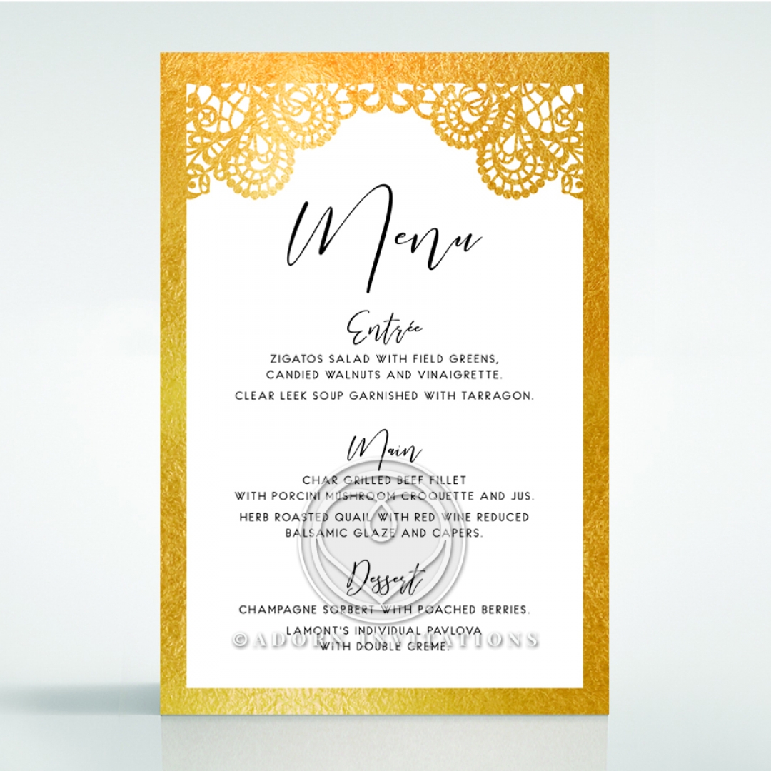 Breathtaking Baroque Foil Laser Cut reception menu card stationery item