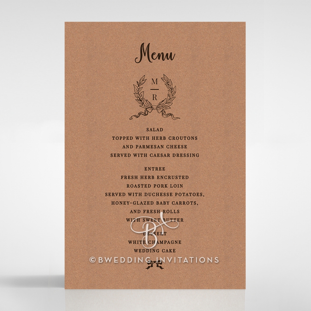 Chic Country Passion wedding menu card design