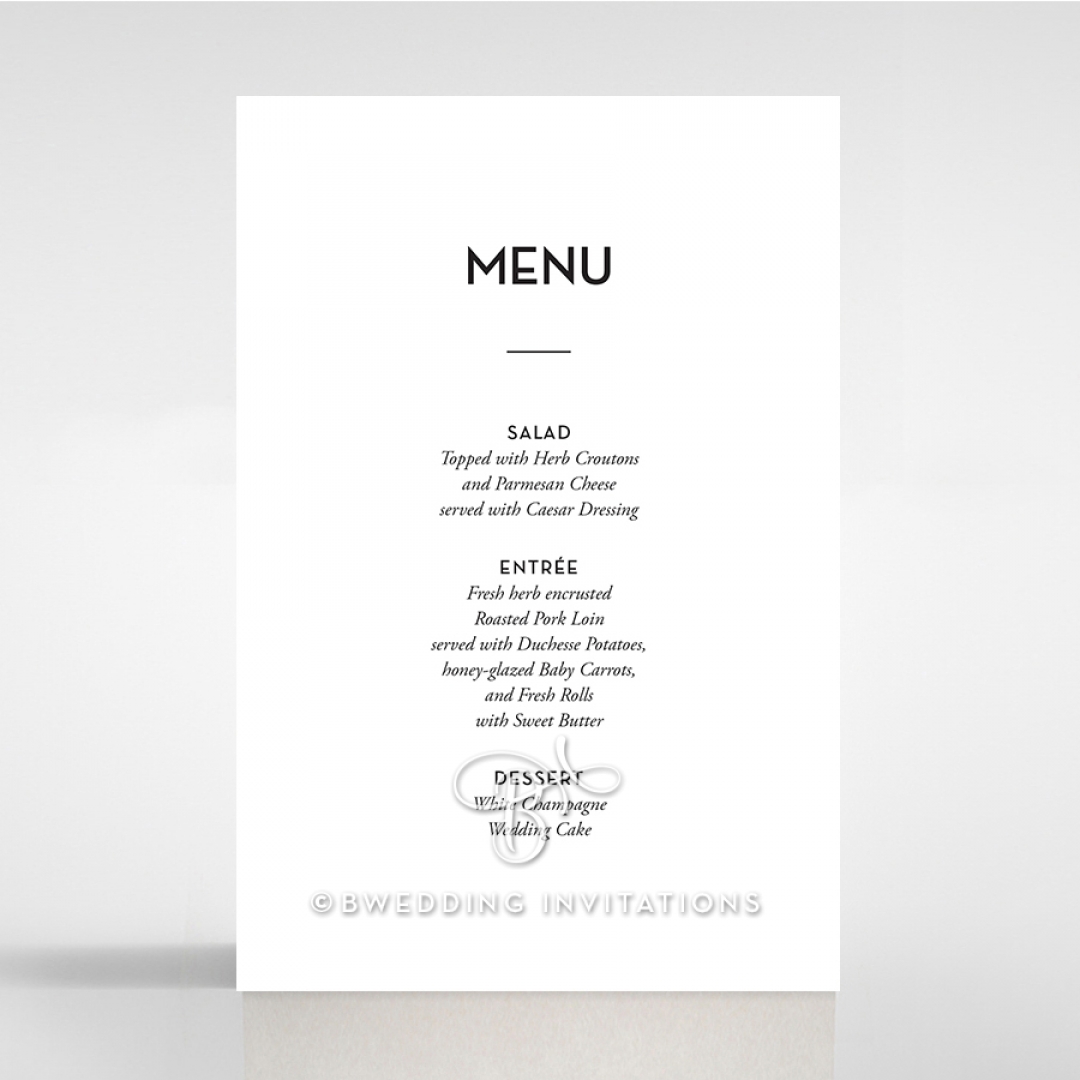 Clear Chic Charm Paper wedding venue menu card