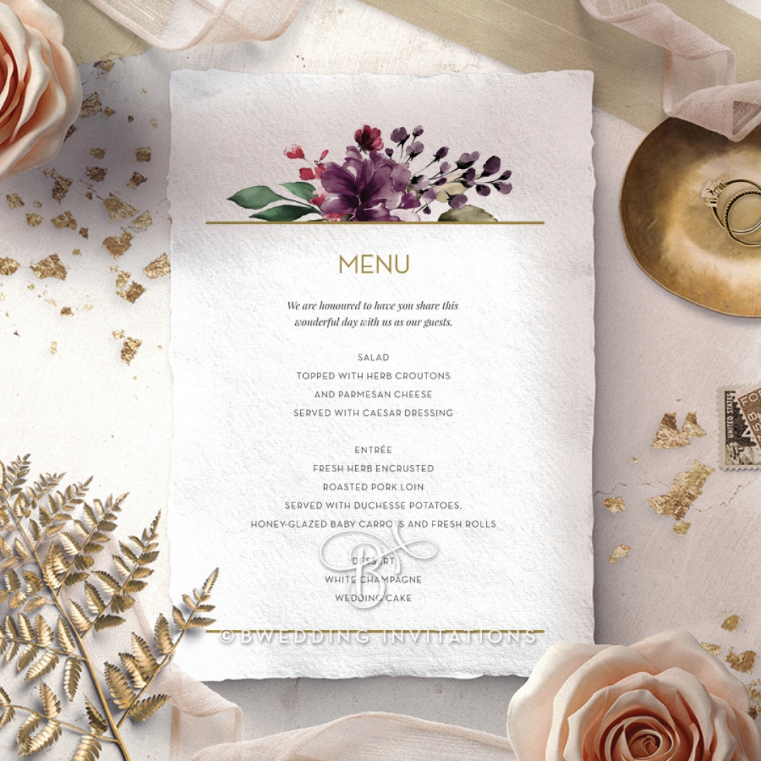 Contemporary Love wedding venue table menu card stationery design