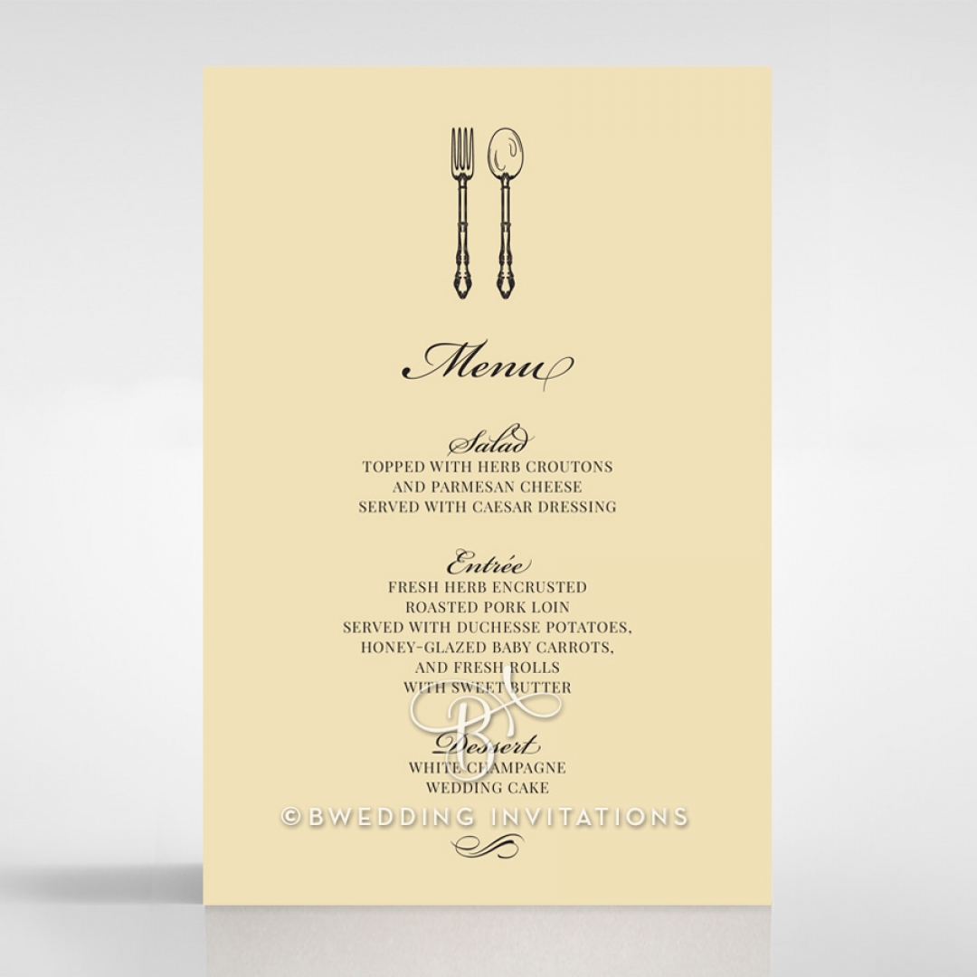 Damask Love wedding reception menu card stationery item