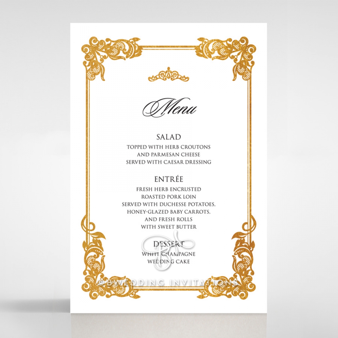 Divine Damask with Foil wedding reception menu card stationery item