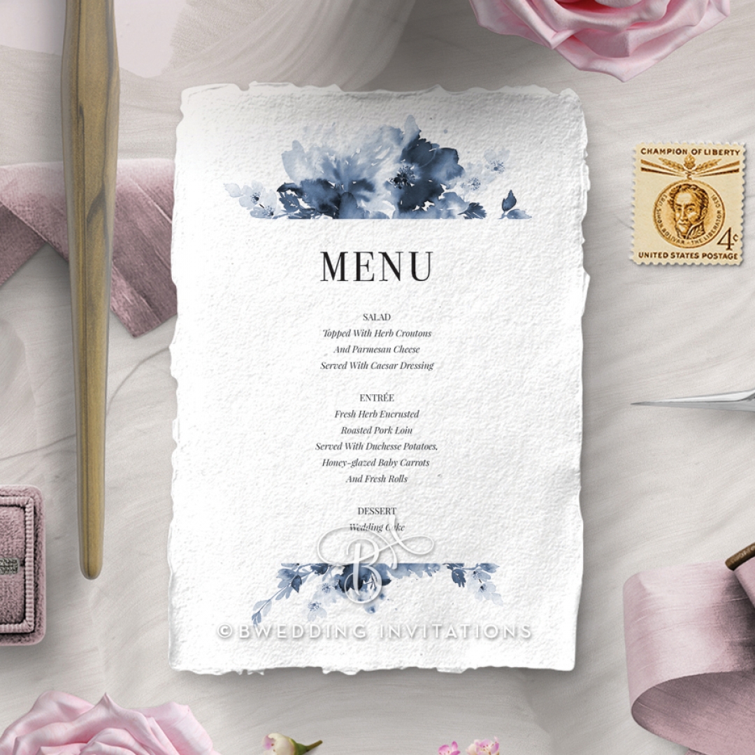 Dusty Watercolour wedding stationery menu card design