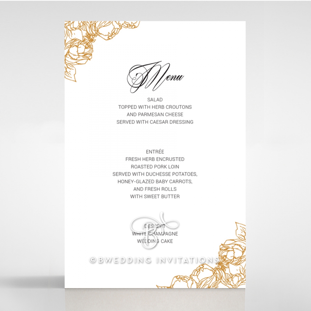 Flourishing Garden Frame wedding venue table menu card stationery