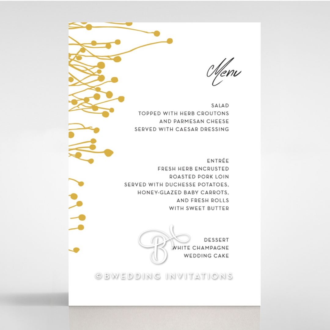 Flourishing Romance wedding venue table menu card stationery item