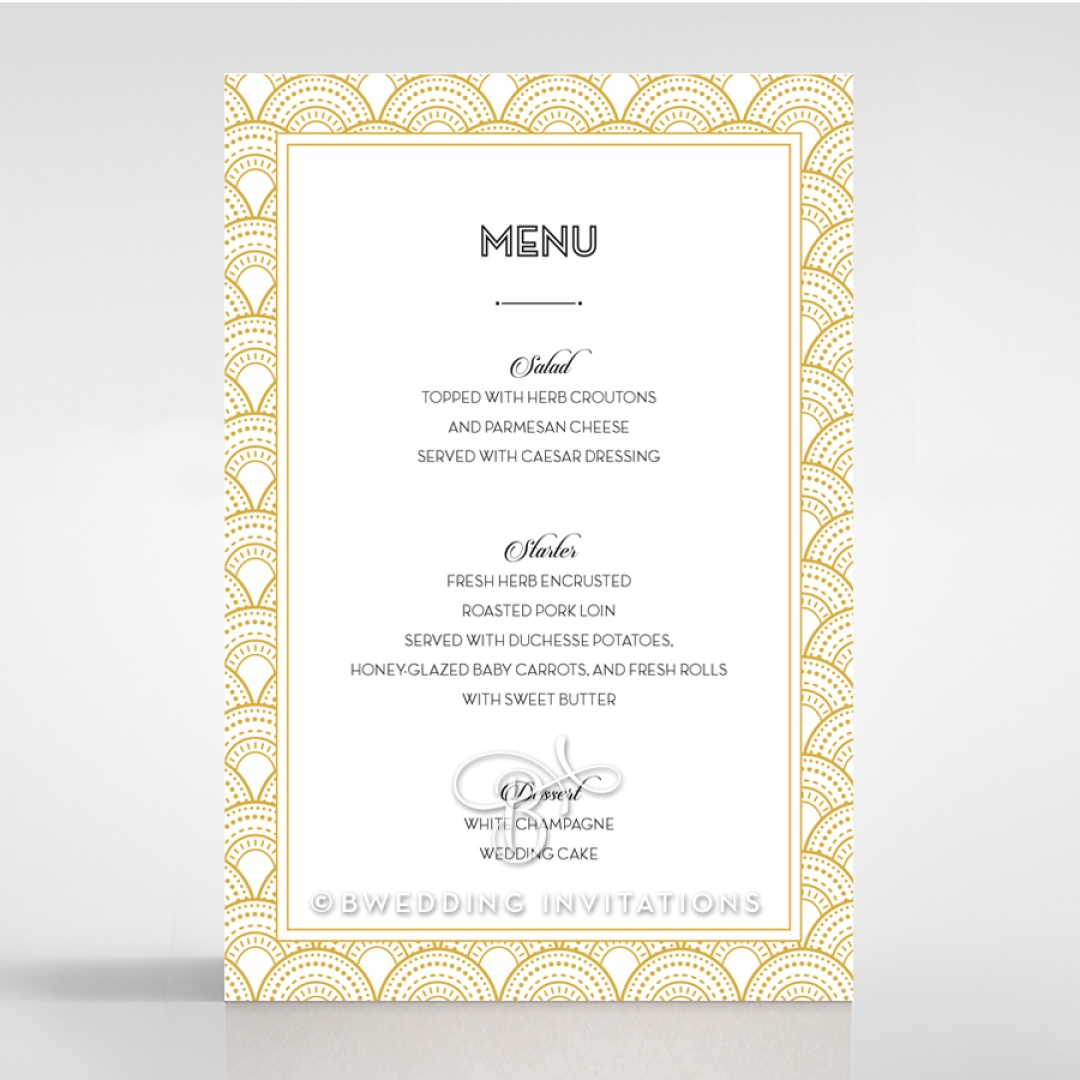 Gatsby Glamour wedding stationery table menu card item