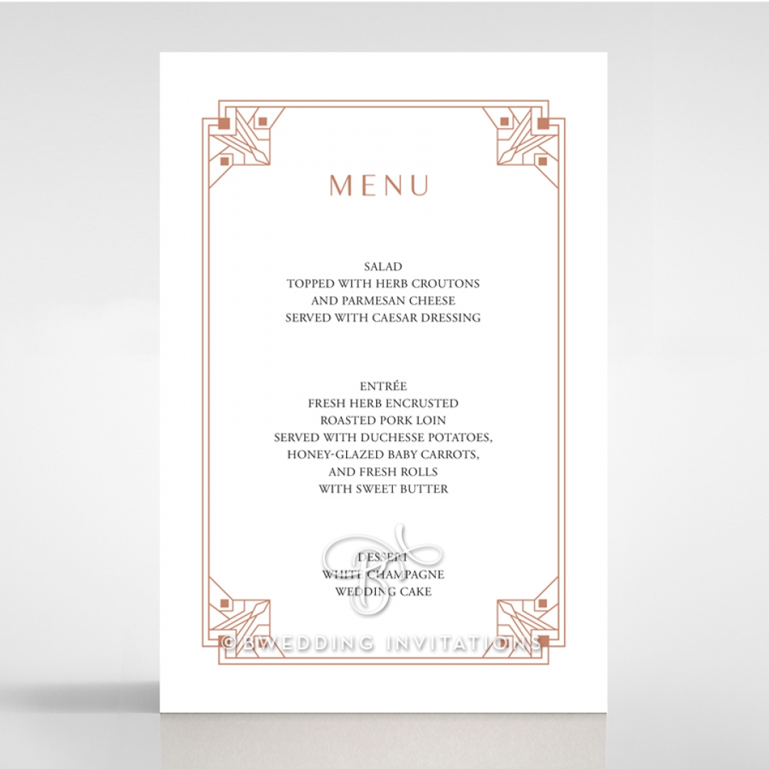 Gatsby Glamour wedding reception menu card stationery