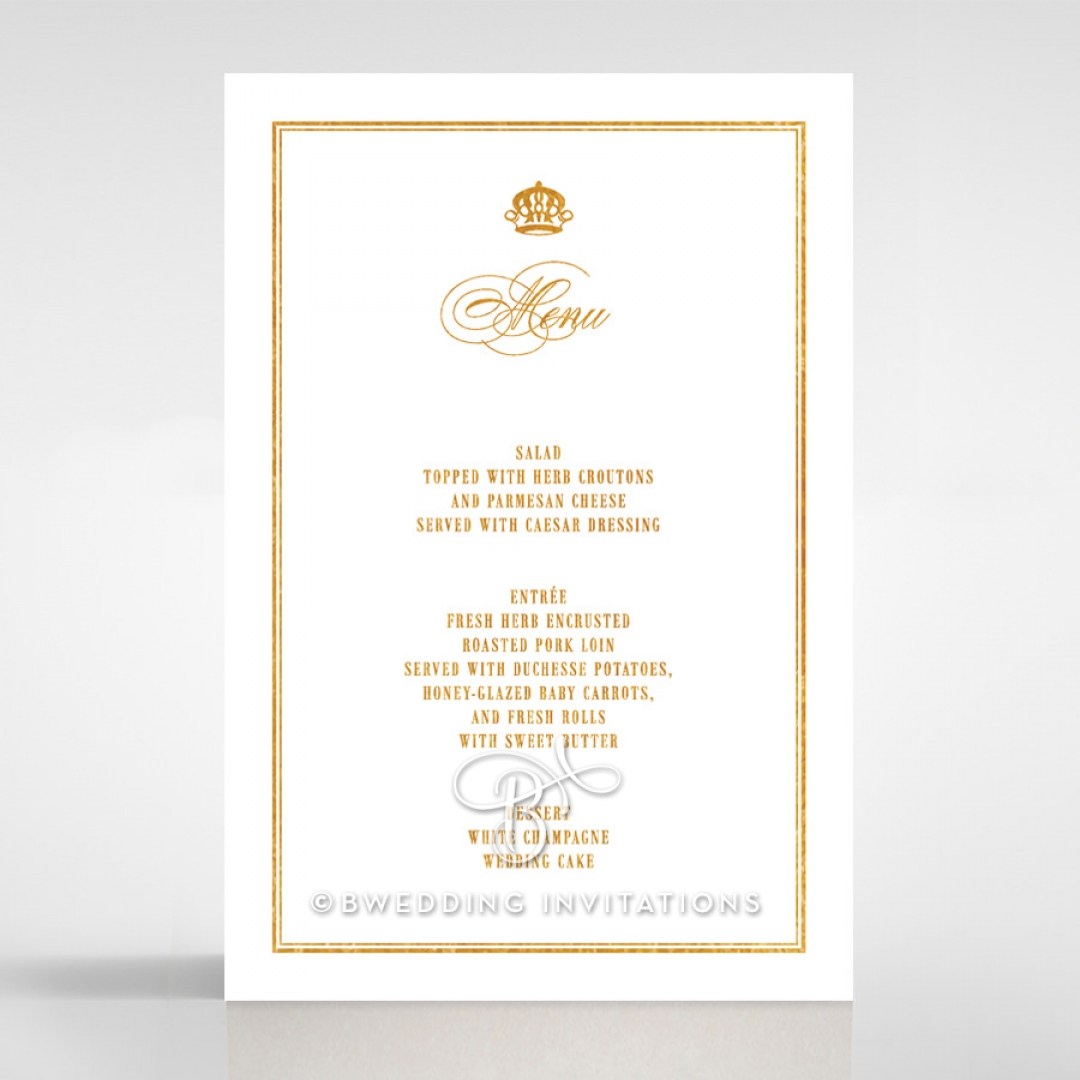 Gold Foil Baroque Gates wedding venue menu card stationery item