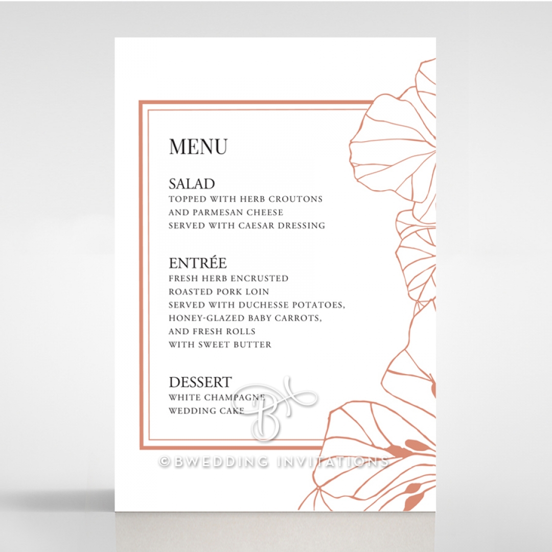 Grand Flora reception table menu card design