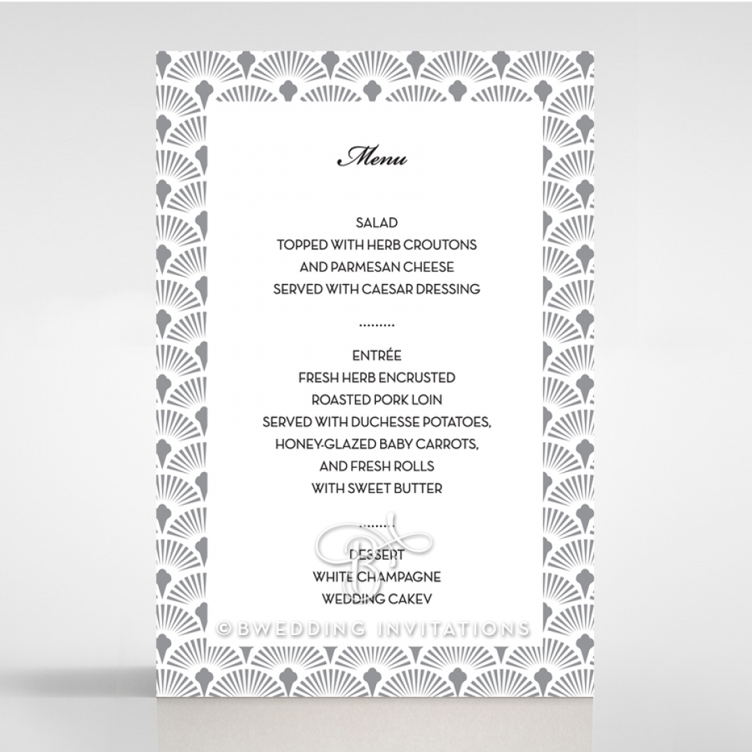 Grand Heirloom reception table menu card stationery design