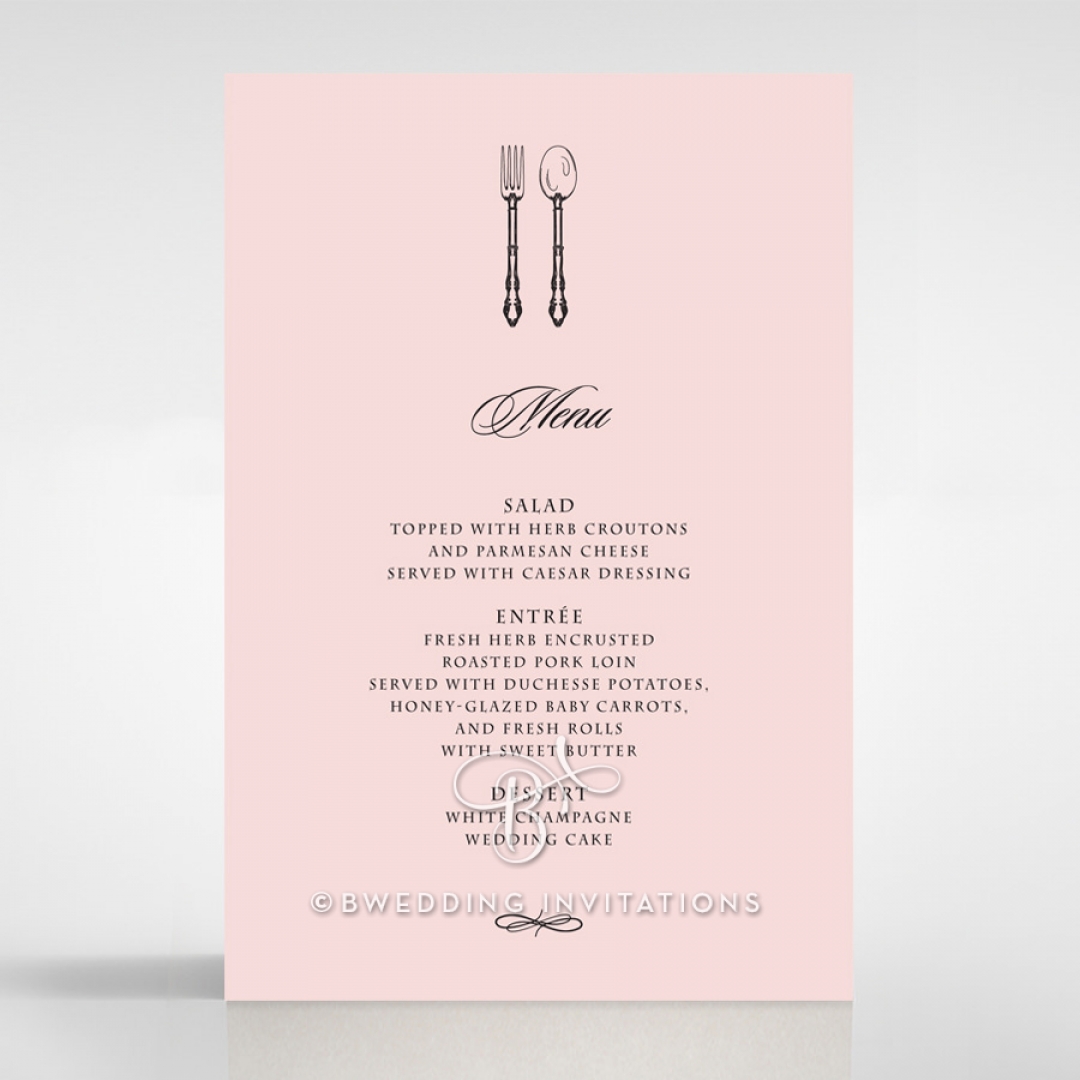 Ivory Victorian Gates wedding venue menu card stationery design