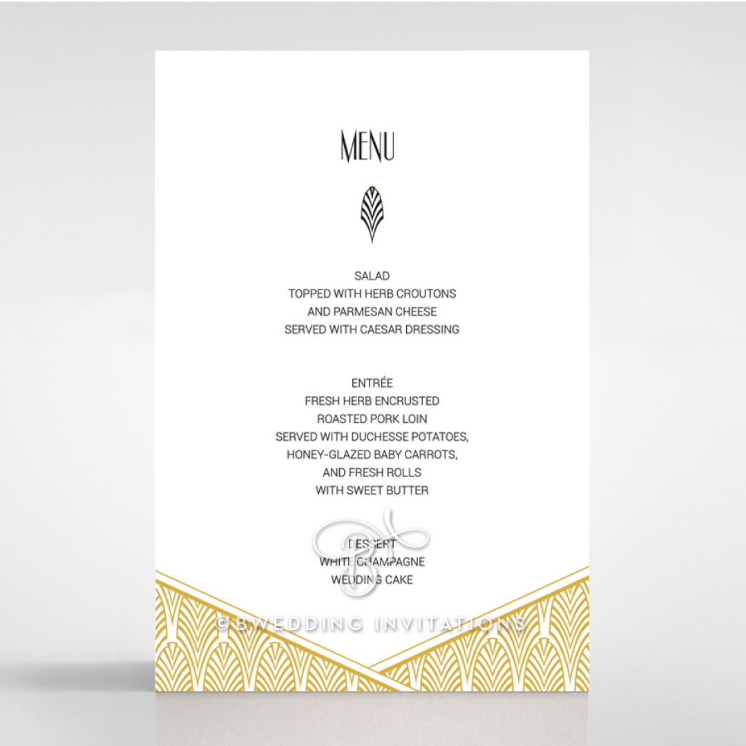 Jeweled Ikat wedding reception table menu card stationery