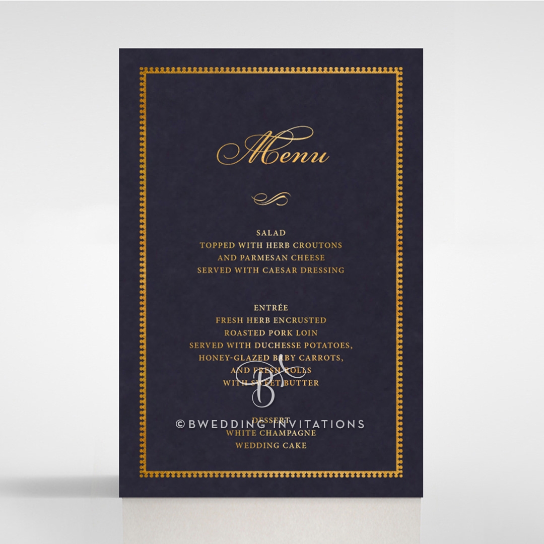 Lux Royal Lace with Foil wedding venue table menu card stationery item