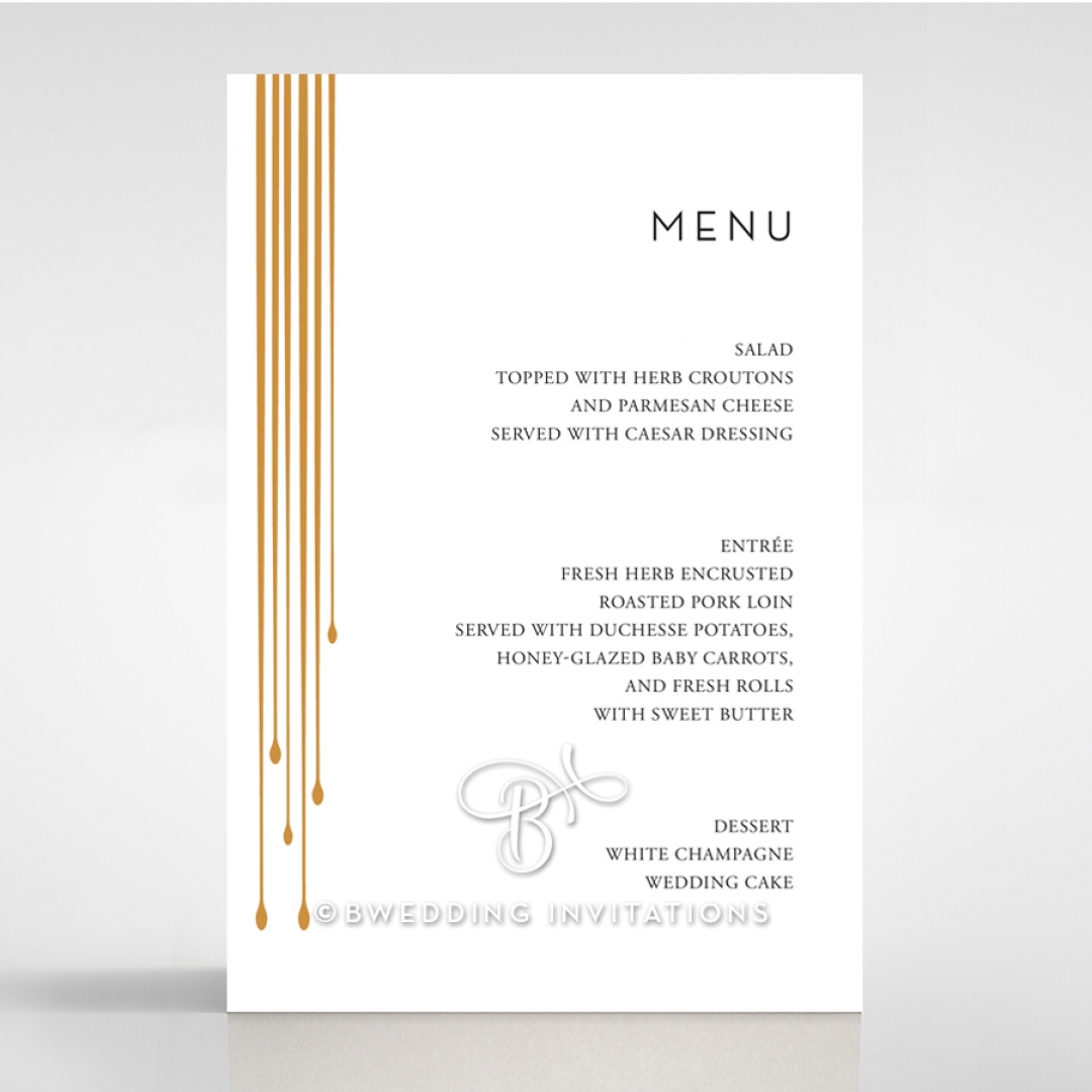 Luxe Intrigue wedding venue table menu card design