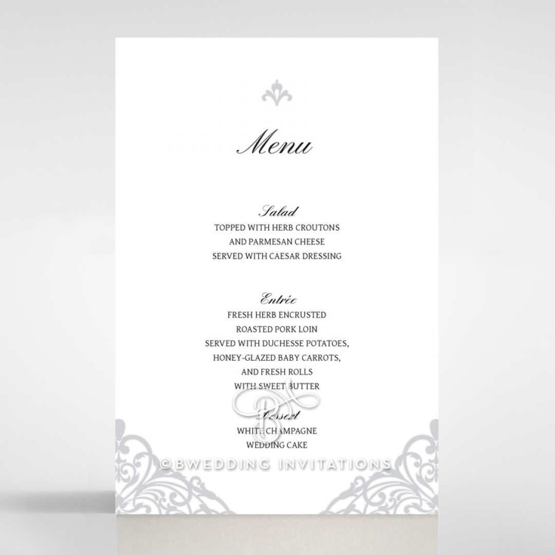 Modern Vintage wedding reception table menu card stationery design