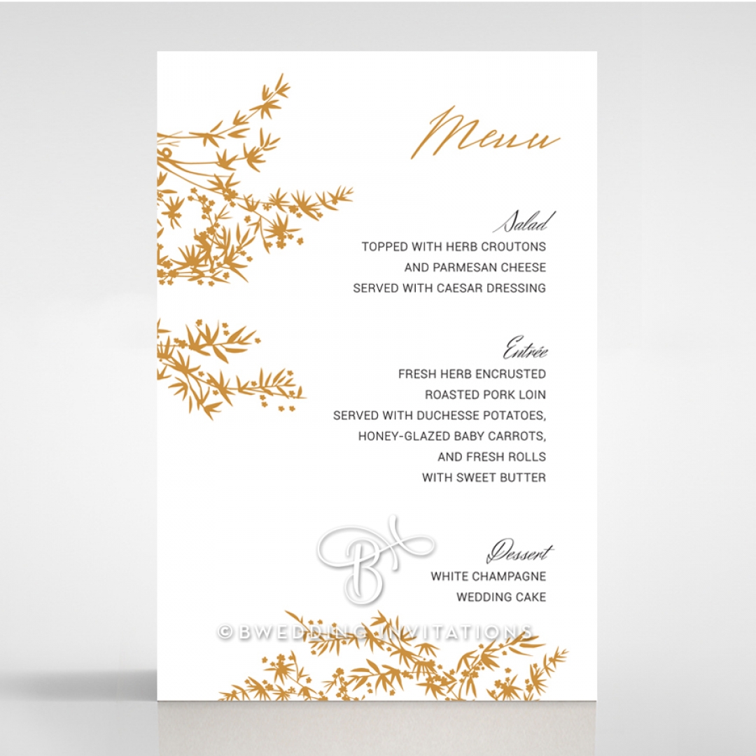 Oriental Romance wedding menu card