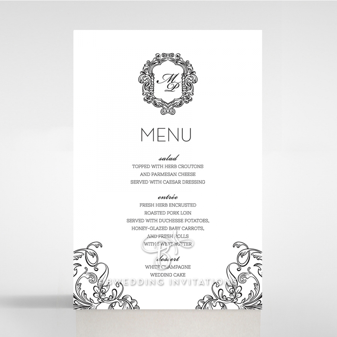 Paper Aristocrat wedding stationery table menu card item