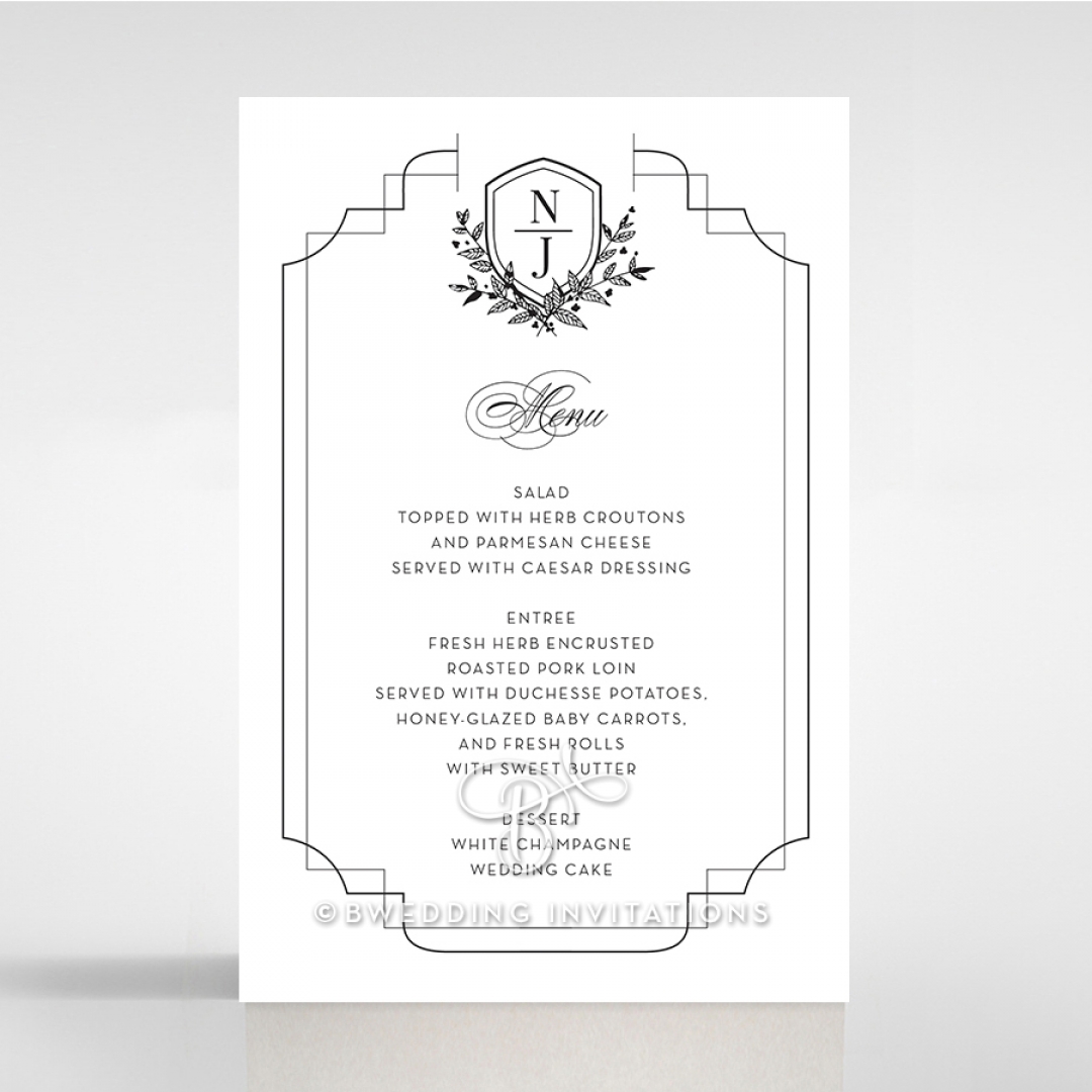 Paper Regal Enchantment wedding table menu card