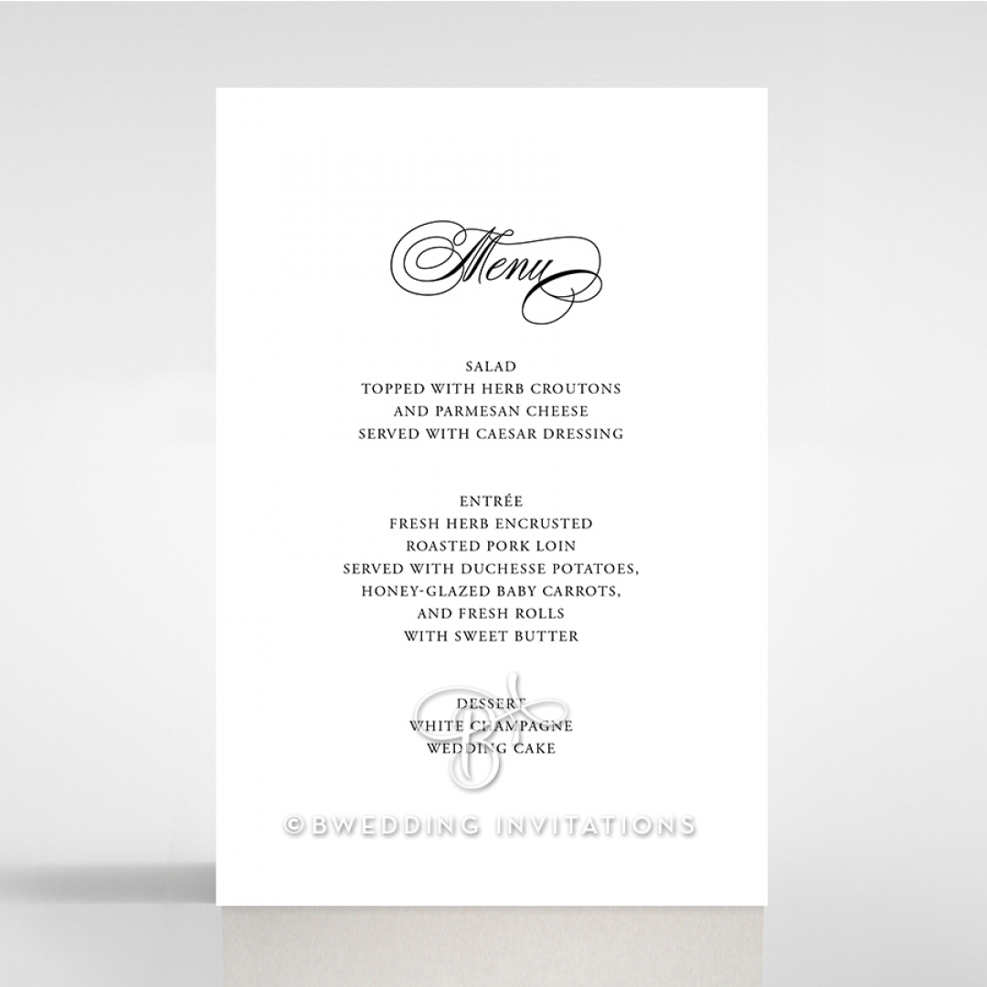 Paper Timeless Romance wedding table menu card stationery