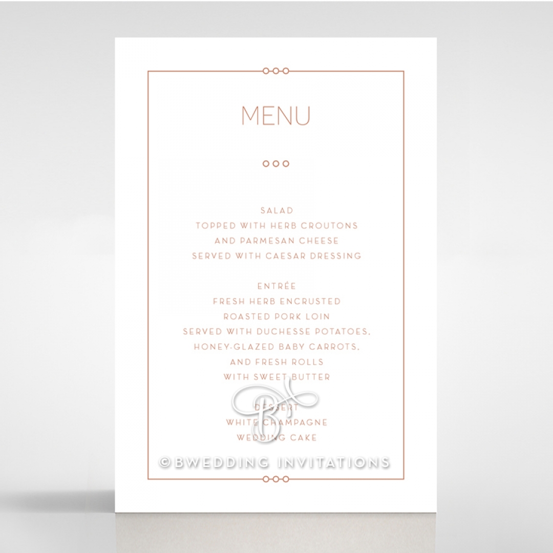 Quilted Grace wedding venue menu card stationery design