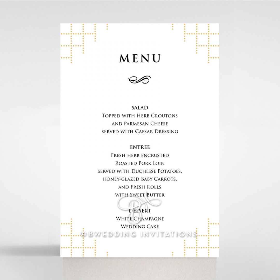 Quilted Letterpress Elegance wedding reception menu card