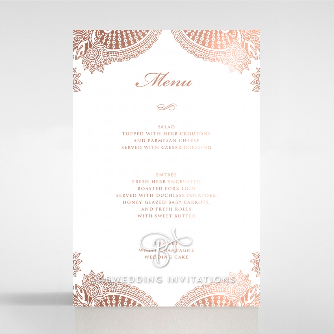 Regal Charm Letterpress with foil reception menu card stationery