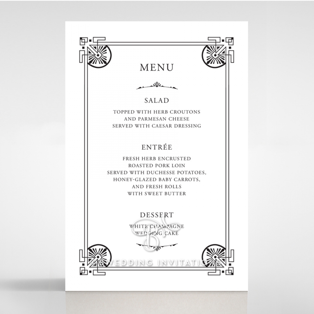 Regal Frame wedding reception table menu card design