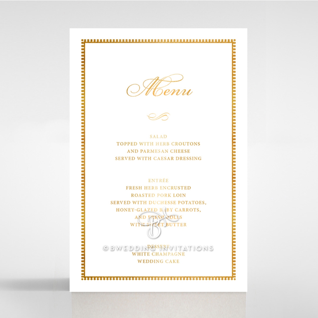 Royal Lace with Foil wedding venue table menu card stationery