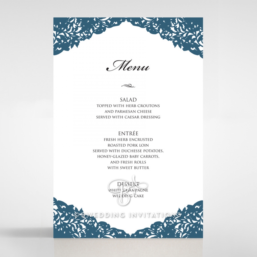 Royal Prestige wedding reception table menu card stationery item