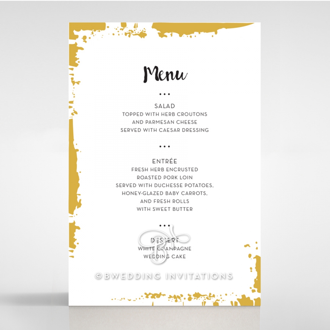 Rusted Charm wedding reception table menu card stationery design