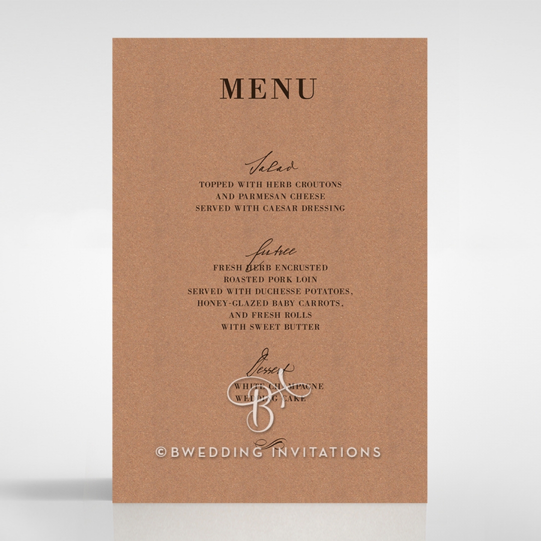 Rustic Love Notes wedding stationery menu card