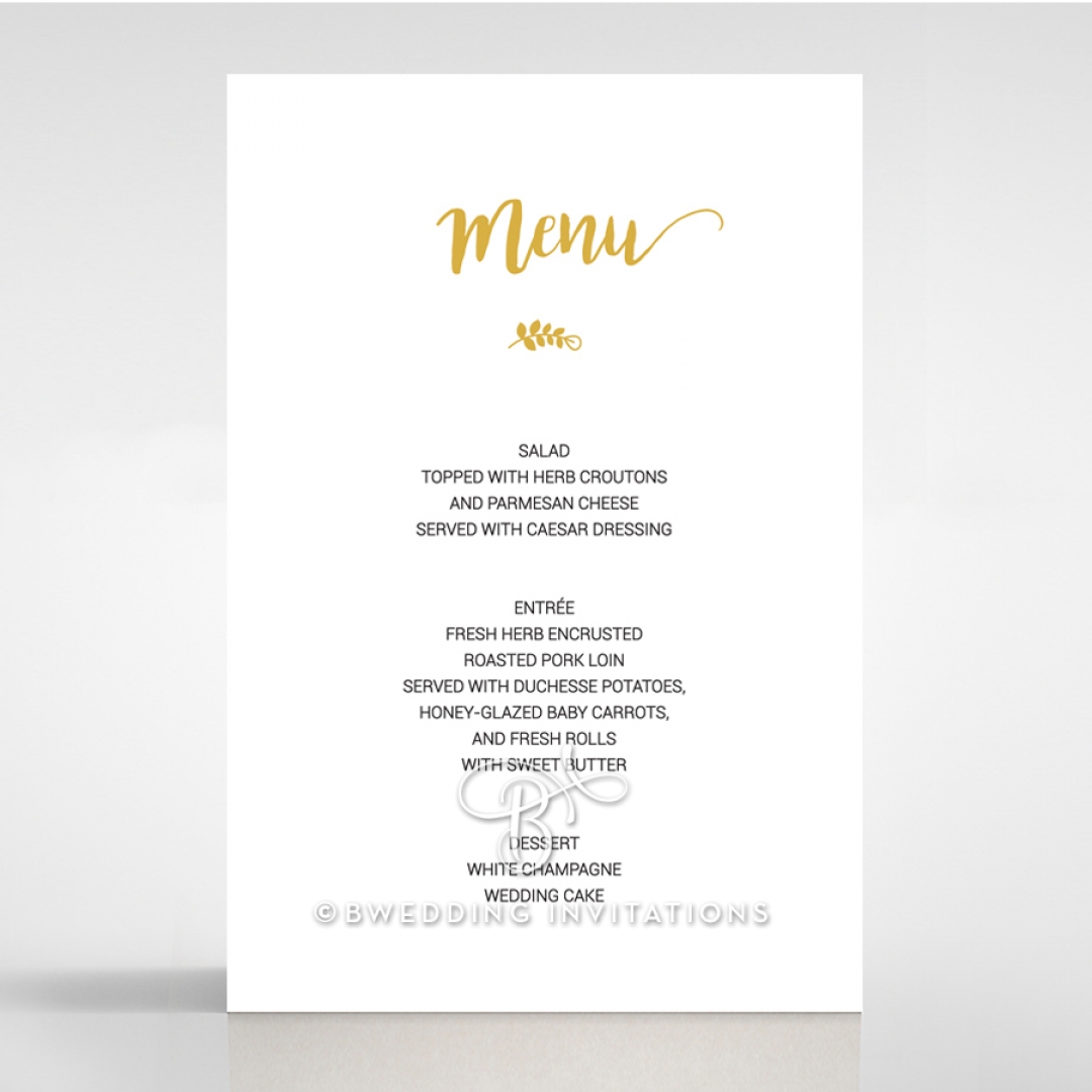 Rustic Lustre wedding venue menu card stationery