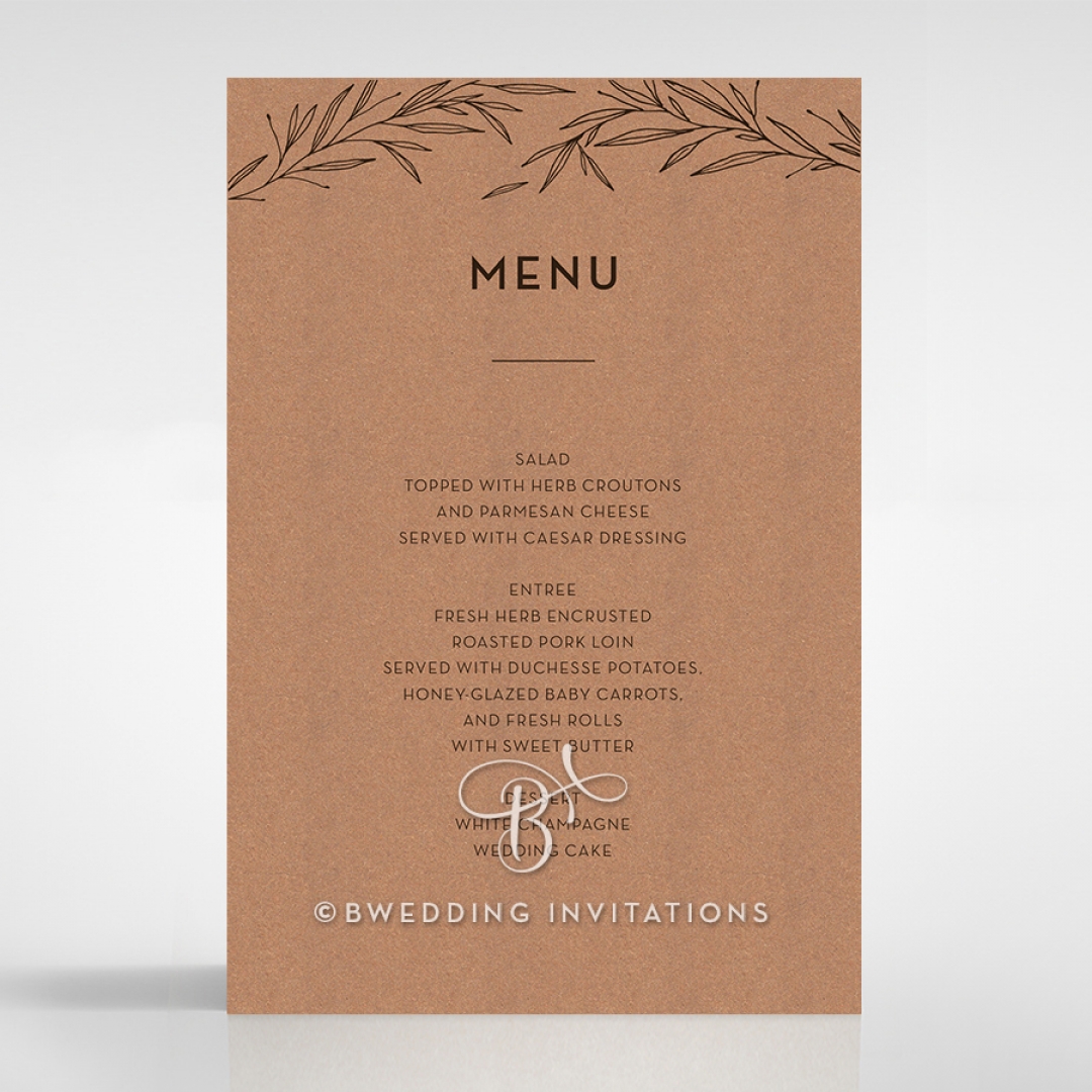 Rustic Oriental wedding menu card