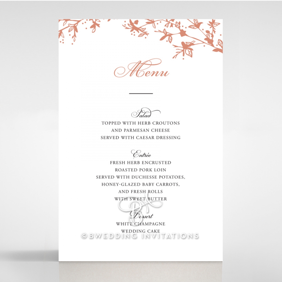 Secret Garden wedding stationery table menu card design