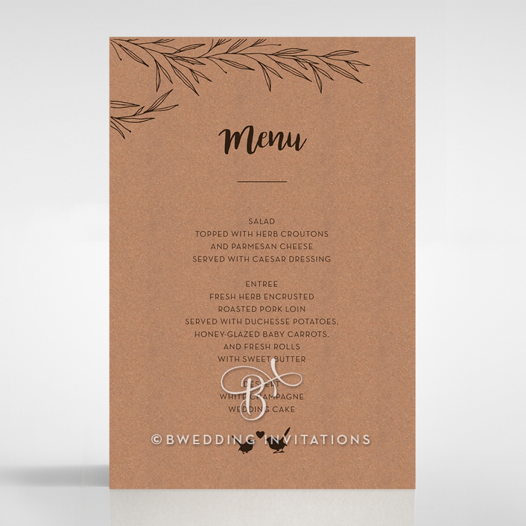 Springtime Love wedding menu card stationery