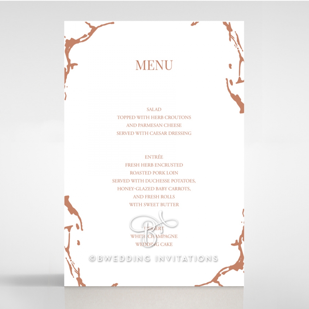 Stonework wedding reception menu card stationery item