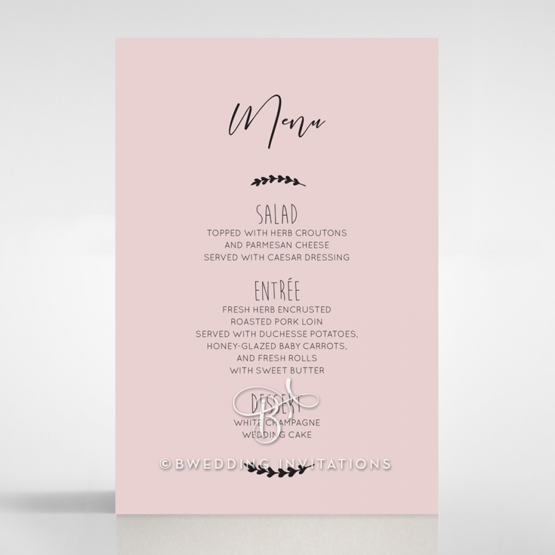 Sweet Romance wedding venue menu card