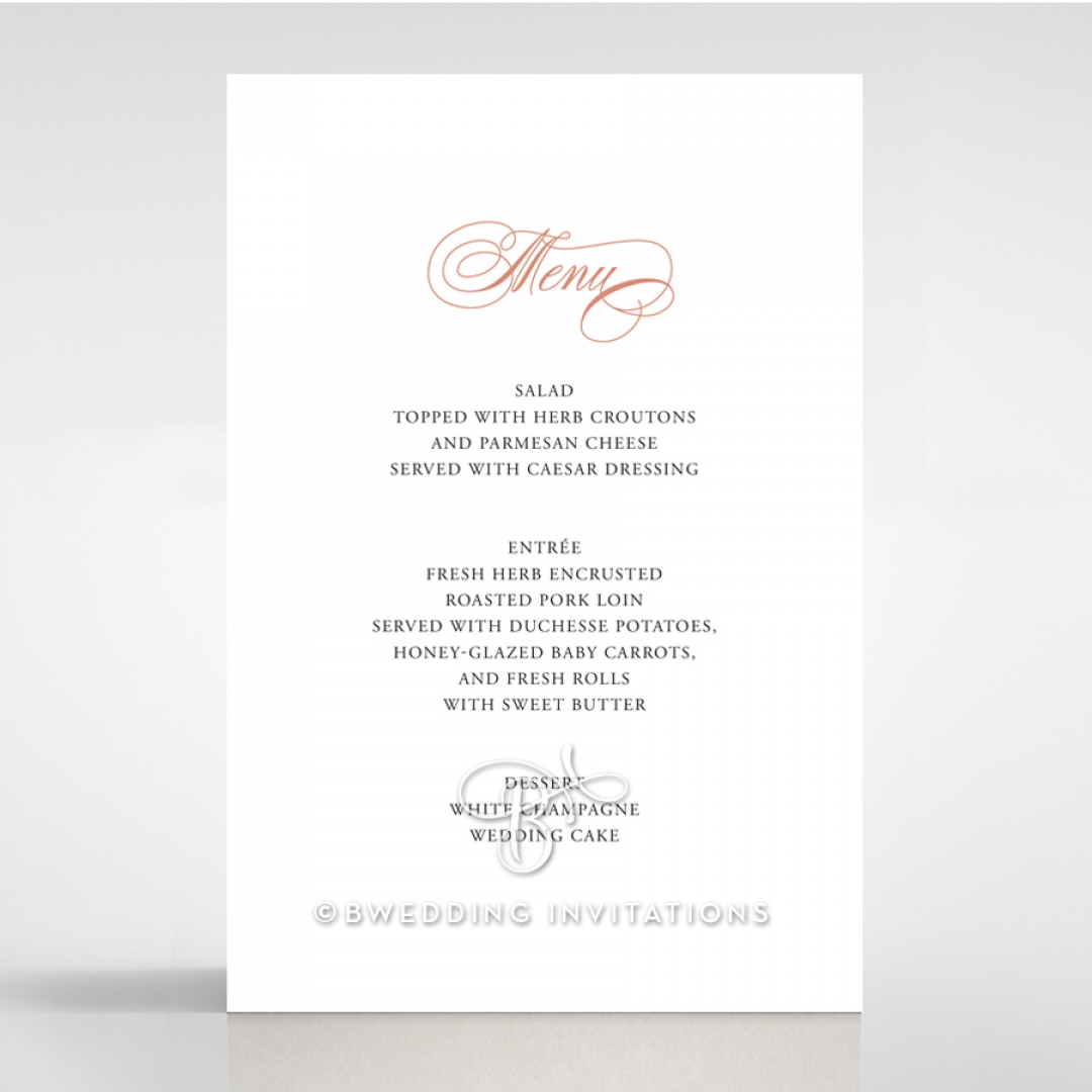 Timeless Romance reception menu card stationery design