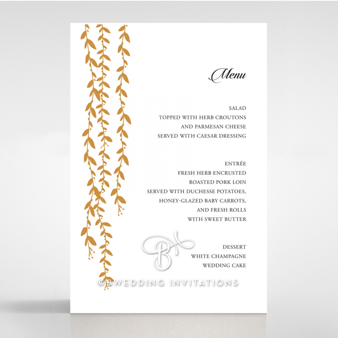 Unbroken Romance reception menu card design