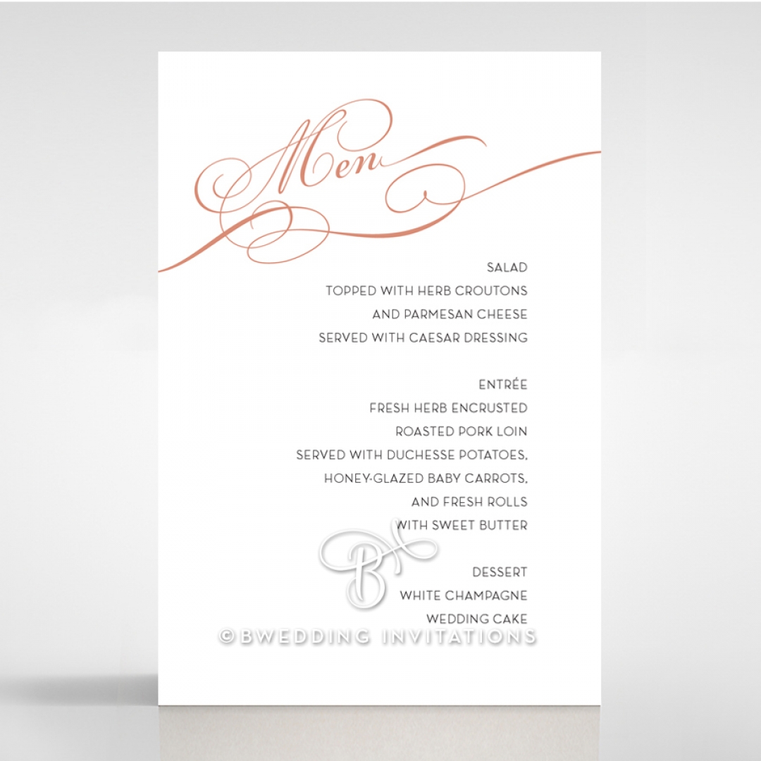 United as One reception menu card stationery